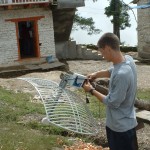 Preparing radio and antennae in Nangi, Nepal.